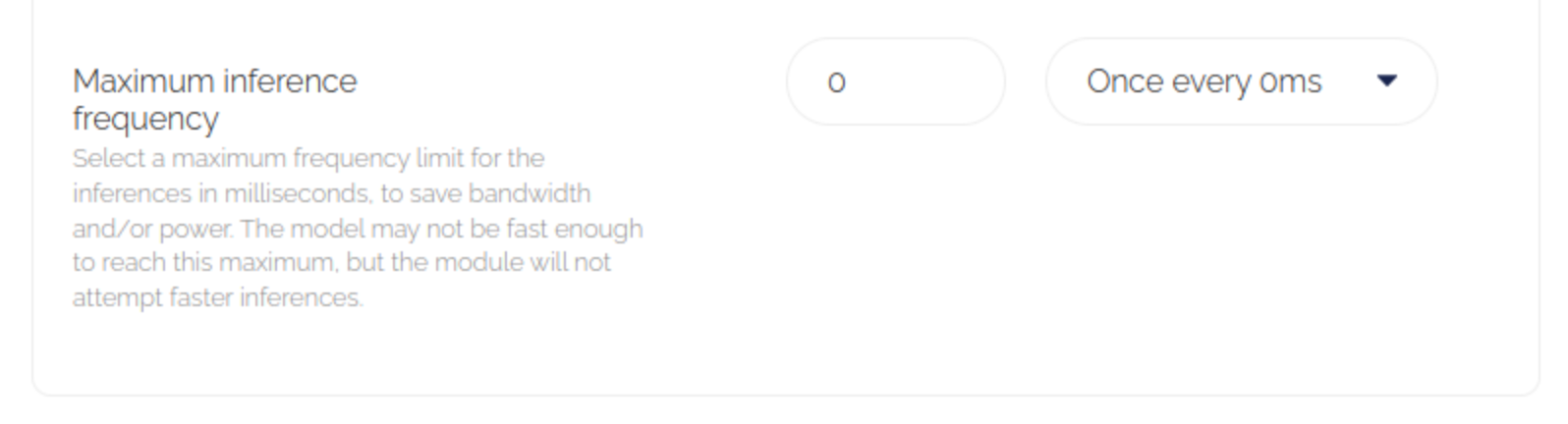 Screenshot of maximum inference speed